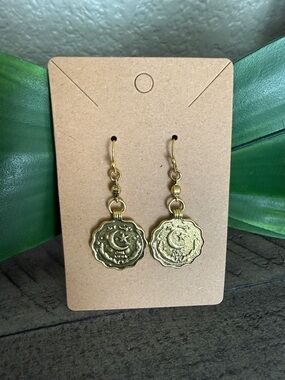 Gold Coin Drop Dangle Earrings - Women Jewelry